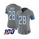 Women's Detroit Lions #28 Quandre Diggs Limited Steel Rush Vapor Untouchable 100th Season Football Jersey