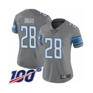 Women's Detroit Lions #28 Quandre Diggs Limited Steel Rush Vapor Untouchable 100th Season Football Jersey