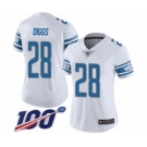 Women's Detroit Lions #28 Quandre Diggs White Vapor Untouchable Limited Player 100th Season Football Jersey