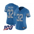 Women's Detroit Lions #32 Tavon Wilson Blue Team Color Vapor Untouchable Limited Player 100th Season Football Jersey