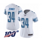 Women's Detroit Lions #34 Zach Zenner White Vapor Untouchable Limited Player 100th Season Football Jersey