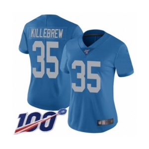 Women's Detroit Lions #35 Miles Killebrew Blue Alternate Vapor Untouchable Limited Player 100th Season Football Jersey