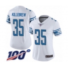 Women's Detroit Lions #35 Miles Killebrew White Vapor Untouchable Limited Player 100th Season Football Jersey