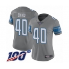 Women's Detroit Lions #40 Jarrad Davis Limited Steel Rush Vapor Untouchable 100th Season Football Jersey