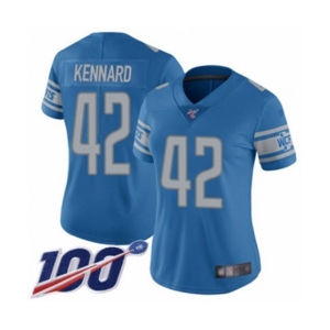 Women's Detroit Lions #42 Devon Kennard Blue Team Color Vapor Untouchable Limited Player 100th Season Football Jersey
