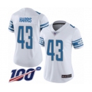 Women's Detroit Lions #43 Will Harris White Vapor Untouchable Limited Player 100th Season Football Jersey