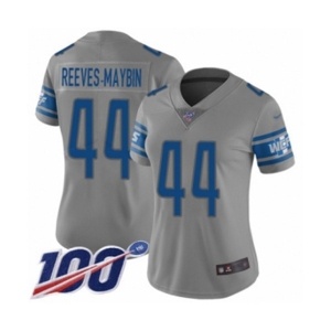 Women's Detroit Lions #44 Jalen Reeves-Maybin Limited Gray Inverted Legend 100th Season Football Jersey