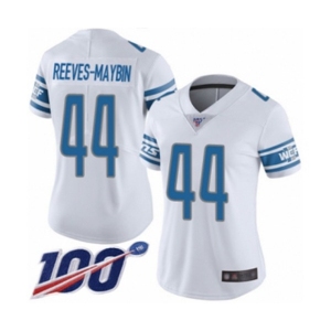 Women's Detroit Lions #44 Jalen Reeves-Maybin White Vapor Untouchable Limited Player 100th Season Football Jersey