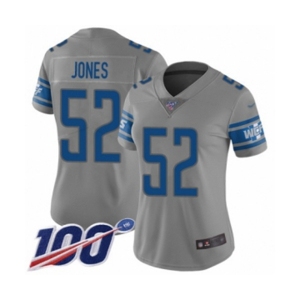 Women's Detroit Lions #52 Christian Jones Limited Gray Inverted Legend 100th Season Football Jersey