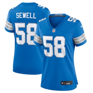 Women's Detroit Lions #58 Penei Sewell Blue Stitched Jersey