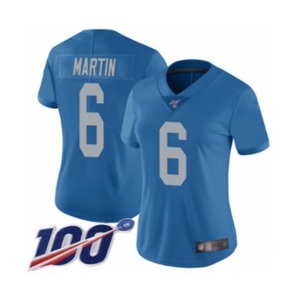 Women's Detroit Lions #6 Sam Martin Blue Alternate Vapor Untouchable Limited Player 100th Season Football Jersey