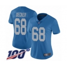 Women's Detroit Lions #68 Taylor Decker Blue Alternate Vapor Untouchable Limited Player 100th Season Football Jersey