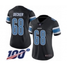 Women's Detroit Lions #68 Taylor Decker Limited Black Rush Vapor Untouchable 100th Season Football Jersey