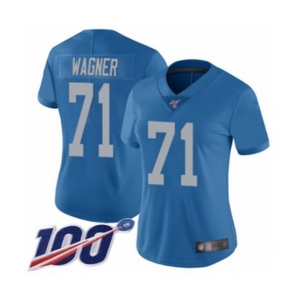 Women's Detroit Lions #71 Ricky Wagner Blue Alternate Vapor Untouchable Limited Player 100th Season Football Jersey