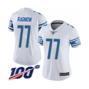 Women's Detroit Lions #77 Frank Ragnow White Vapor Untouchable Limited Player 100th Season Football Jersey