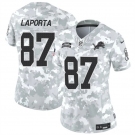 Women's Detroit Lions #87 Sam LaPorta 2024 F.U.S.E Arctic Camo Salute To Service Limited Stitched Jersey