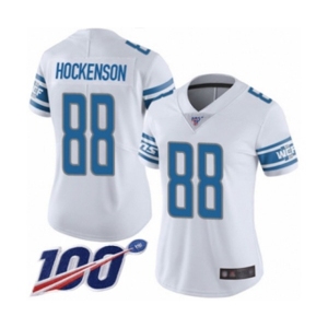 Women's Detroit Lions #88 T.J. Hockenson White Vapor Untouchable Limited Player 100th Season Football Jersey