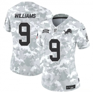 Women's Detroit Lions #9 Jameson Williams 2024 F.U.S.E Arctic Camo Salute To Service Limited Stitched Jersey