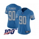 Women's Detroit Lions #90 Trey Flowers Blue Team Color Vapor Untouchable Limited Player 100th Season Football Jersey