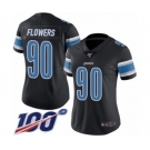 Women's Detroit Lions #90 Trey Flowers Limited Black Rush Vapor Untouchable 100th Season Football Jersey