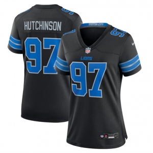 Women's Detroit Lions #97 Aidan Hutchinson Black 2nd Alternate Stitched Jersey