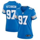 Women's Detroit Lions #97 Aidan Hutchinson Blue Stitched Jersey