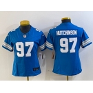 Women's Detroit Lions #97 Aidan Hutchinson Limited Blue 2024 FUSE Vapor Jersey