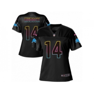 Women's Nike Detroit Lions #14 Jake Rudock Game Black Fashion NFL Jersey