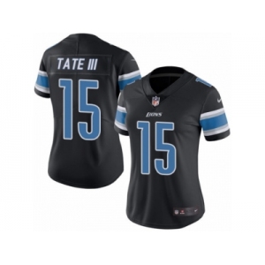 Women's Nike Detroit Lions #15 Golden Tate III Limited Black Rush NFL Jersey
