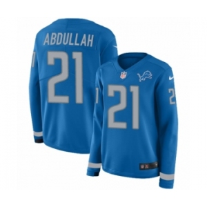 Women's Nike Detroit Lions #21 Ameer Abdullah Limited Blue Therma Long Sleeve NFL Jersey