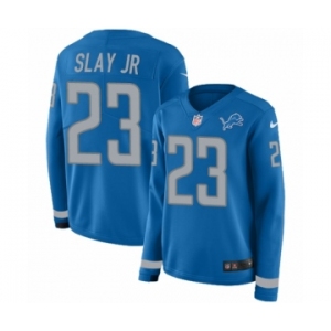 Women's Nike Detroit Lions #23 Darius Slay Limited Blue Therma Long Sleeve NFL Jersey
