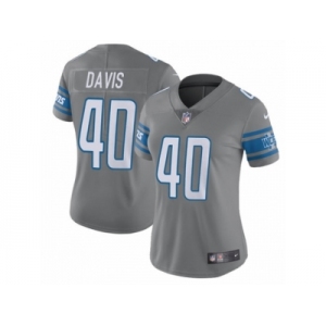 Women's Nike Detroit Lions #40 Jarrad Davis Limited Steel Rush NFL Jersey