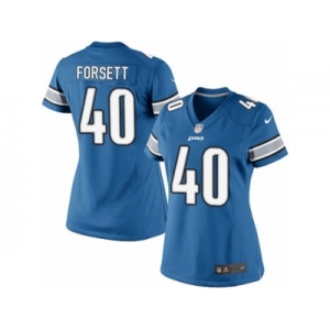 Women's Nike Detroit Lions #40 Justin Forsett Limited Light Blue Team Color NFL Jersey