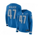 Women's Nike Detroit Lions #47 Tracy Walker Limited Blue Therma Long Sleeve NFL Jersey