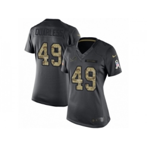Women's Nike Detroit Lions #49 Andrew Quarless Limited Black 2016 Salute to Service NFL Jersey