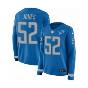 Women's Nike Detroit Lions #52 Christian Jones Limited Blue Therma Long Sleeve NFL Jersey