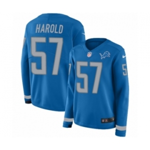 Women's Nike Detroit Lions #57 Eli Harold Limited Blue Therma Long Sleeve NFL Jersey