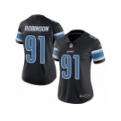 Women's Nike Detroit Lions #91 A'Shawn Robinson Limited Black Rush NFL Jersey