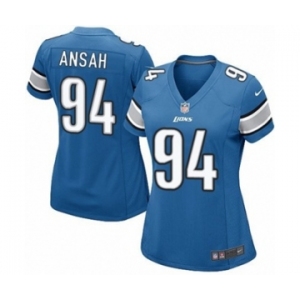 Women's Nike Detroit Lions #94 Ziggy Ansah Game Light Blue Team Color NFL Jersey