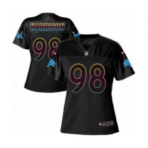 Women's Nike Detroit Lions #98 Damon Harrison Game Black Fashion NFL Jersey