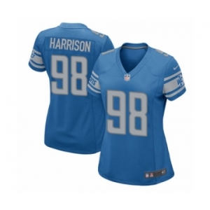 Women's Nike Detroit Lions #98 Damon Harrison Game Blue Team Color NFL Jersey