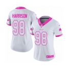 Women's Nike Detroit Lions #98 Damon Harrison Limited White Pink Rush Fashion NFL Jersey