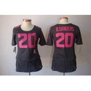 nike women nfl jerseys detroit lions #20 b.sanders dk.grey[breast cancer awareness]
