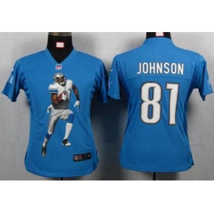 nike women nfl jerseys detroit lions #81 calvin johnson blue[portrait fashion]