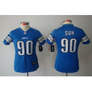 nike women nfl jerseys detroit lions #90 ndamukong suh blue[nike limited]