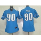 nike women nfl jerseys detroit lions #90 suh blue[nike]