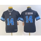 Youth Detroit Lions #14 Amon Ra St Brown Limited Black 2024 FUSE Vapor Jersey