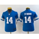 Youth Detroit Lions #14 Amon Ra St Brown Limited Blue 2024 FUSE Vapor Jersey