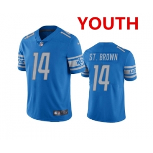 Youth Detroit Lions #14 mon-Ra St. Brown Blue Vapor Untouchable Limited Stitched Jersey