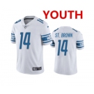 Youth Detroit Lions #14 mon-Ra St. Brown White Vapor Untouchable Limited Stitched Jersey